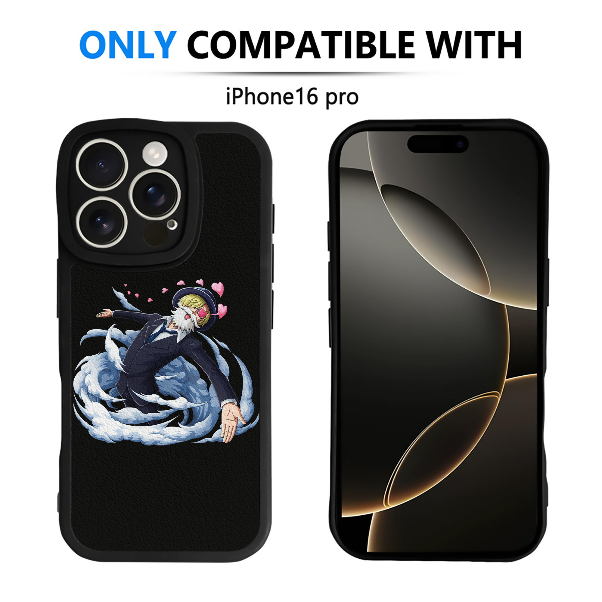 （画像用） ワンピース サンジ ONE PIECE Sanji 【iPhone 16シリーズ対応】シリコンスマホケース（レザー調） 材質：シリコン